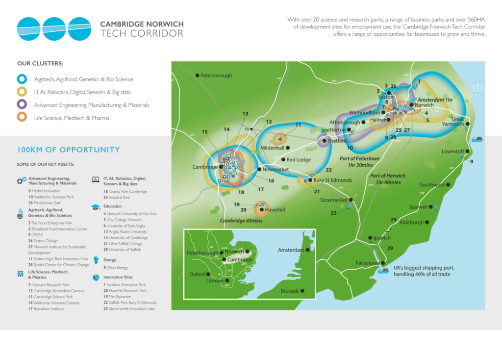 Cambridge Norwich Tech Corridor Map